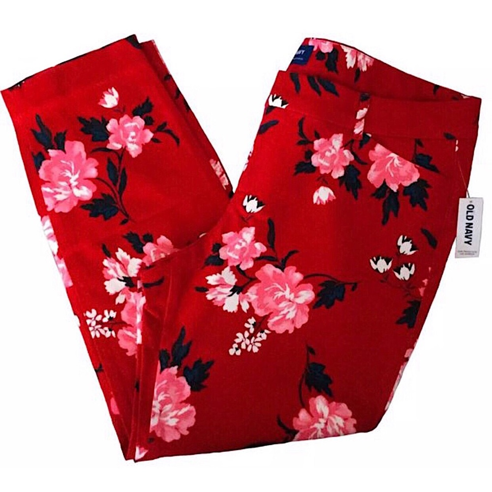 Old Navy Red Floral Pixie Pants